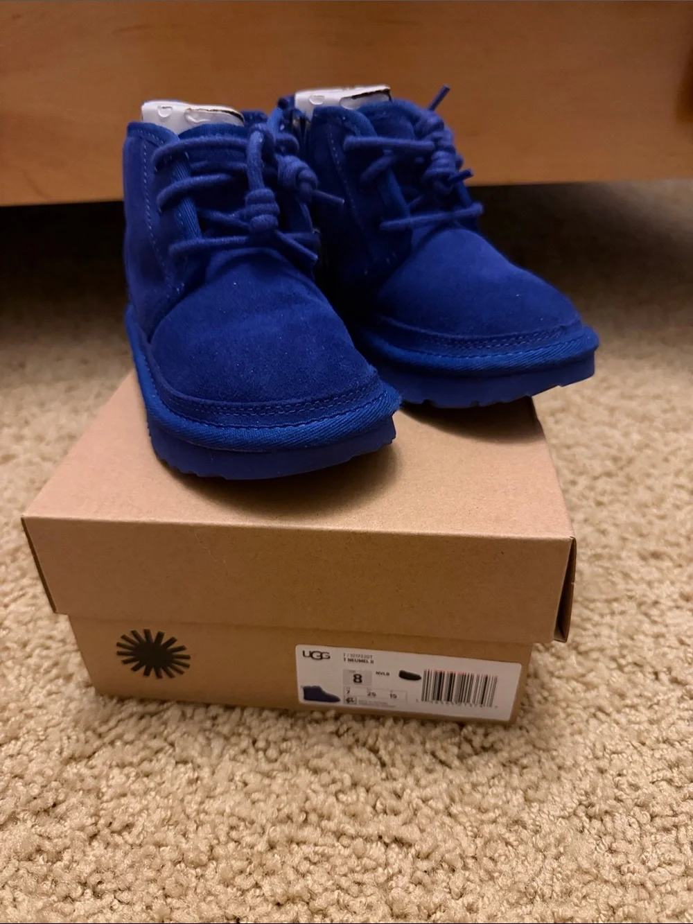 UGG Kids Royal Blue Suede Lace-Up T-Neumel II Boots